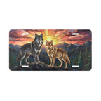 sunset wolves mountain vanity plate lifestyle shot — wildlife wilderness license plate
