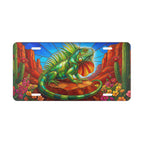 green iguana desert scene vanity plate lifestyle shot — southwestern reptile license plate