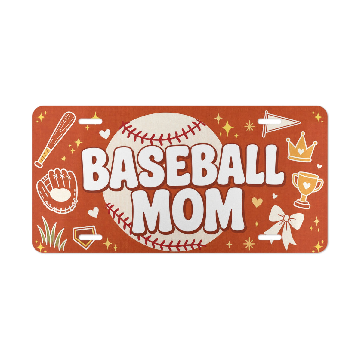 baseball mom vanity plate lifestyle shot — BASEBALL MOM sports license plate