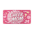 cheer mom vanity plate lifestyle shot — hot pink CHEER MOM sports license plate