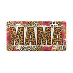 leopard floral mama vanity plate — warm caramel leopard print cheetah MAMA license plate