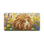longhaired guinea pig floral meadow vanity plate lifestyle shot — pet cottagecore license plate