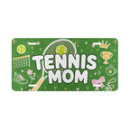 tennis mom vanity plate lifestyle shot — green TENNIS MOM sports license plate