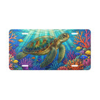 sea turtle ocean scene vanity plate lifestyle shot — coral reef underwater license plate