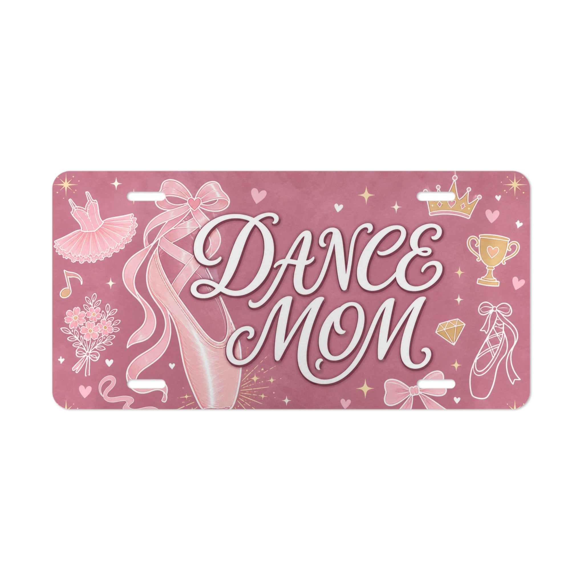 dance mom vanity plate lifestyle shot — soft rose DANCE MOM ballet license plate