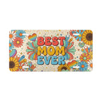 best mom ever floral retro rainbow vanity plate — vivid rainbow arc retro floral BEST MOM EVER license plate