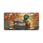 mallard duck autumn pond vanity plate lifestyle shot — wildlife bird autumn license plate