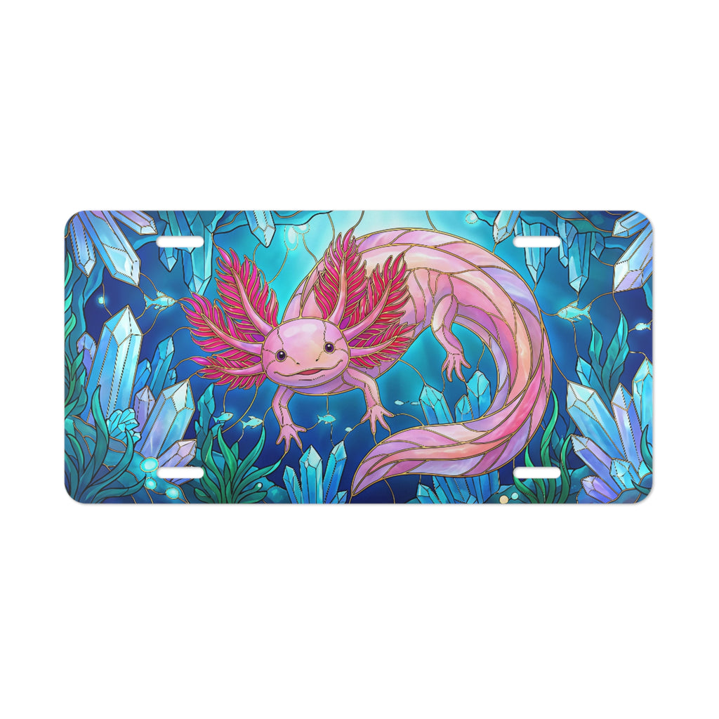 stained glass animal nature vanity plate lifestyle shot — jewel tone wildlife license plate