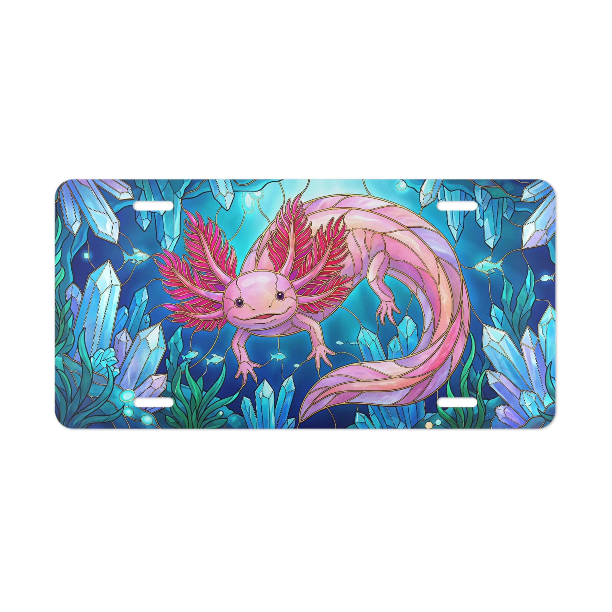 stained glass animal nature vanity plate lifestyle shot — jewel tone wildlife license plate