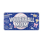 volleyball mom vanity plate lifestyle shot — navy pink VOLLEYBALL MOM sports license plate
