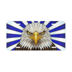 bald eagle head vanity plate — deep navy crisp white stained glass eagle license plate