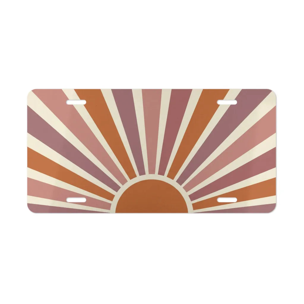 retro sunrise terracotta rose vanity plate — muted terracotta dusty rose and cream license plate