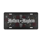 mother of mayhem vanity plate — gothic skull rose matte black license plate