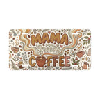 mama needs coffee retro floral vanity plate — warm brown cream coffee cup license plate