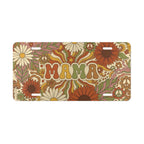 mama retro floral vanity plate — warm rust mustard 70s daisy MAMA license plate