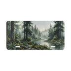 misty forest river vanity plate — sage green foggy blue woodland watercolor license plate