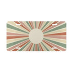 retro sunburst monogram circle vanity plate — sandy cream terracotta and sage earth tone license plate