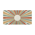 retro sunburst vintage rays vanity plate — rust mustard sage and cream earth tone license plate