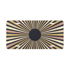 retro striped sunburst vanity plate — cream mustard terracotta and black rays license plate