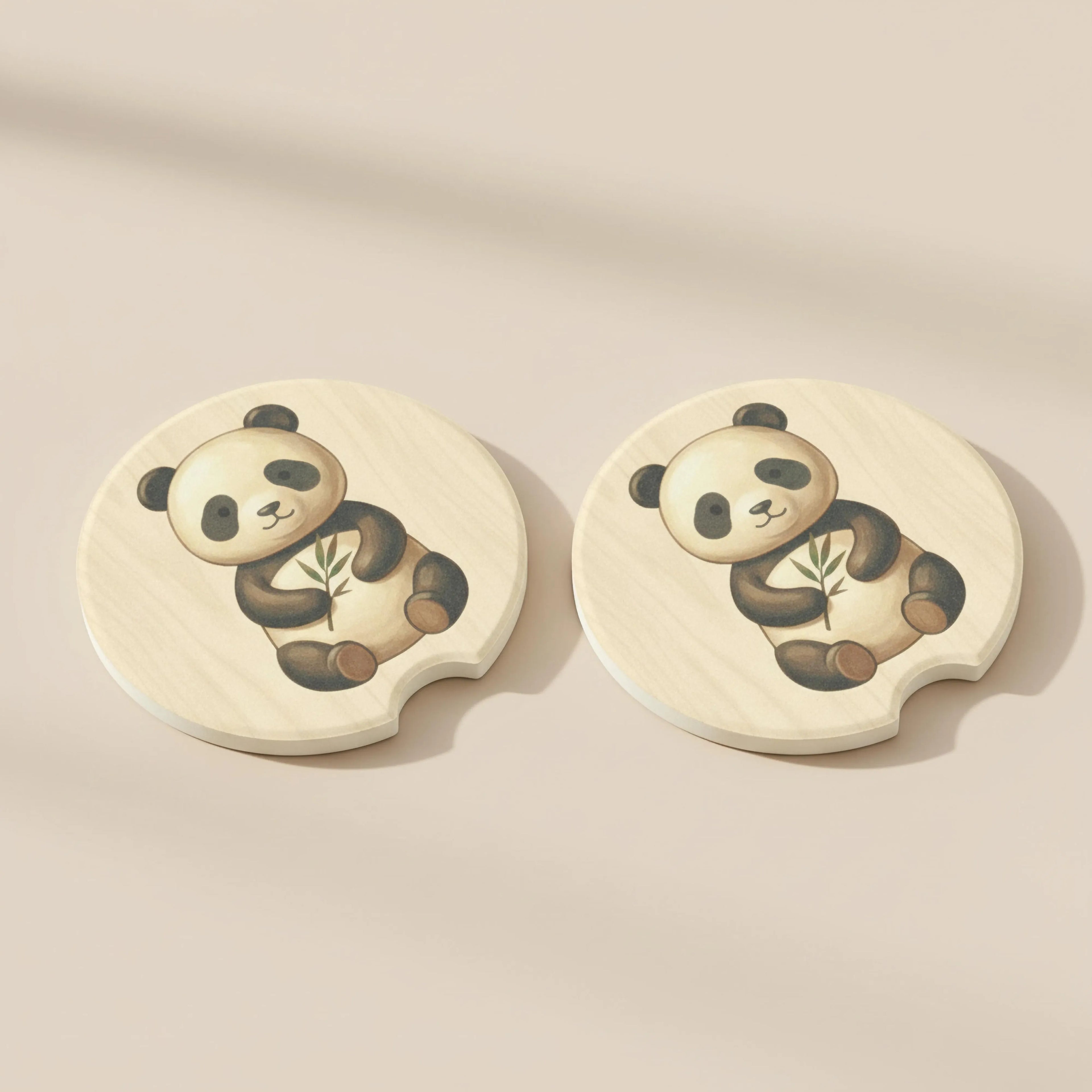 cute panda coaster gift packaging — car coaster set ready to give