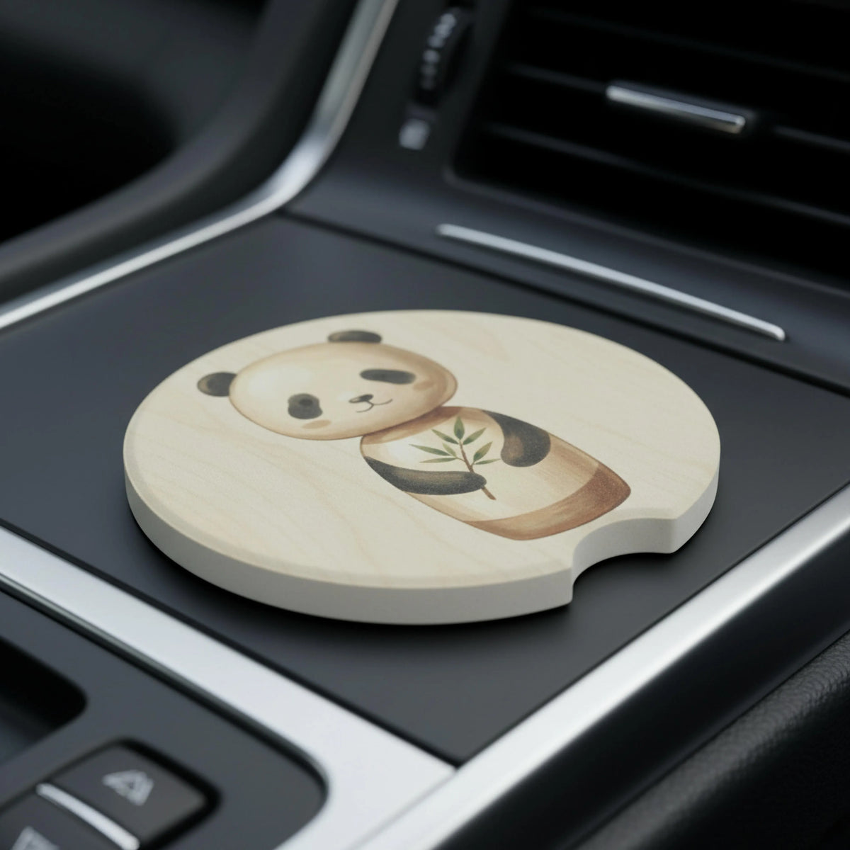 panda bamboo front license plate coaster gift packaging — ships ready to give