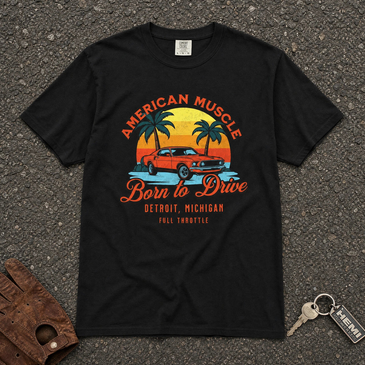 American Muscle Born to Drive Tee - Road Muse