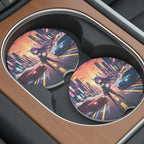 Anime Catgirl Street Racing Car Coasters Set - Road Muse