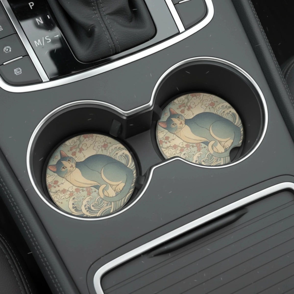 Artistic Cat Car Coasters Set - Road Muse