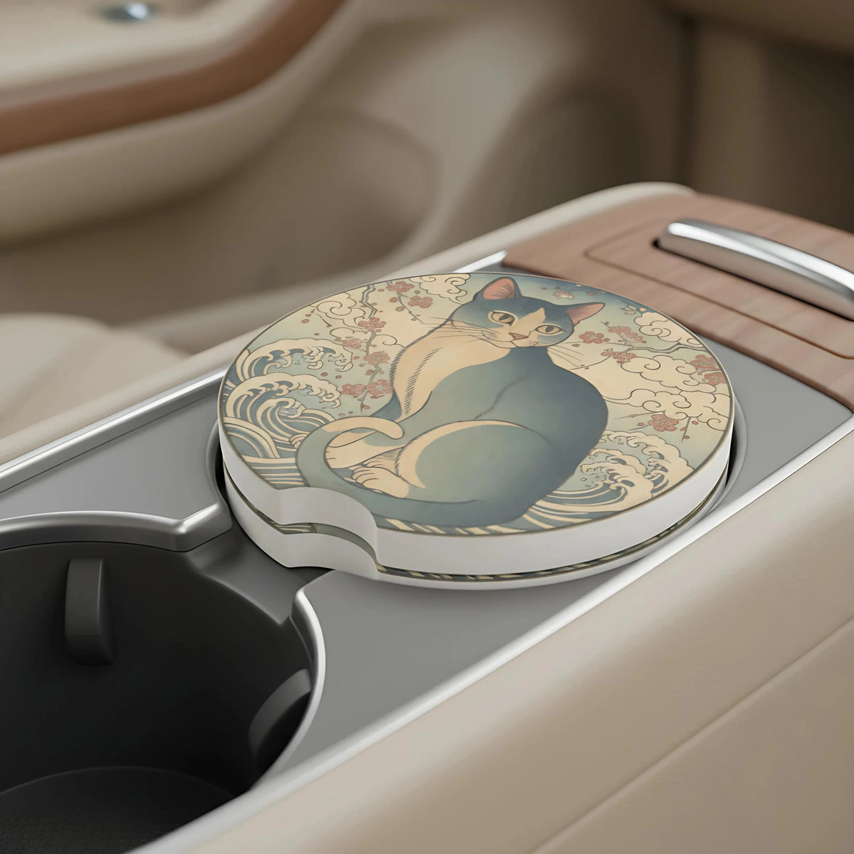 Artistic Cat Car Coasters Set - Road Muse