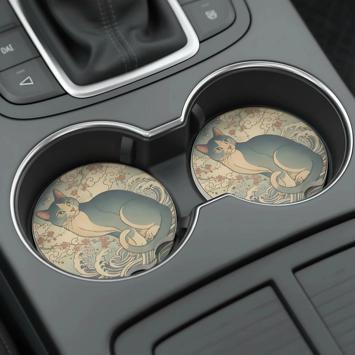 Artistic Cat Car Coasters Set - Road Muse