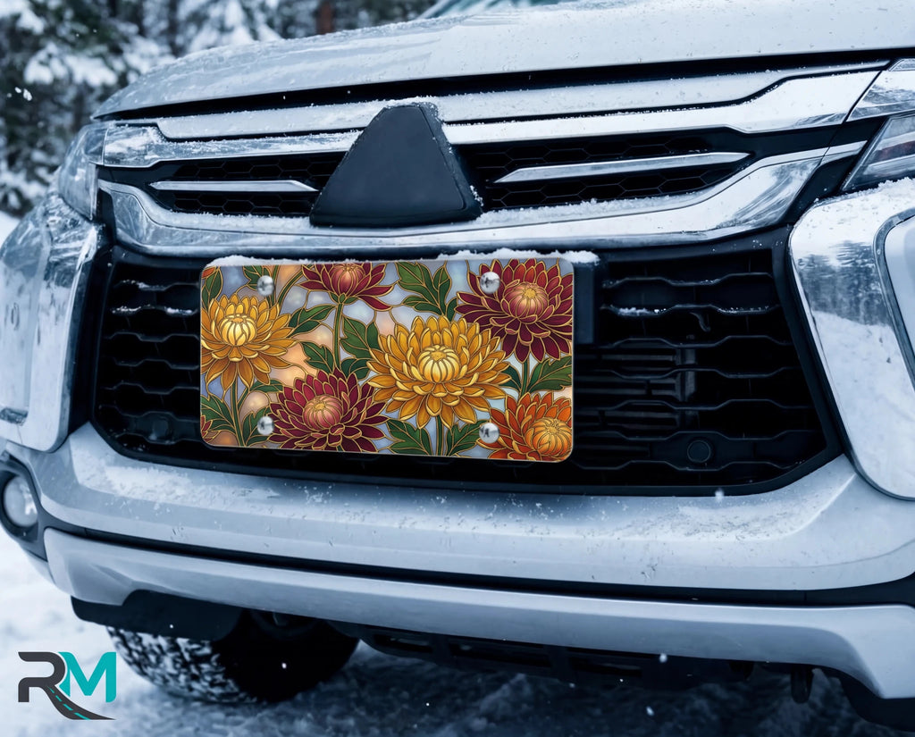 Autumn Chrysanthemum Floral Vanity Plate - Road Muse