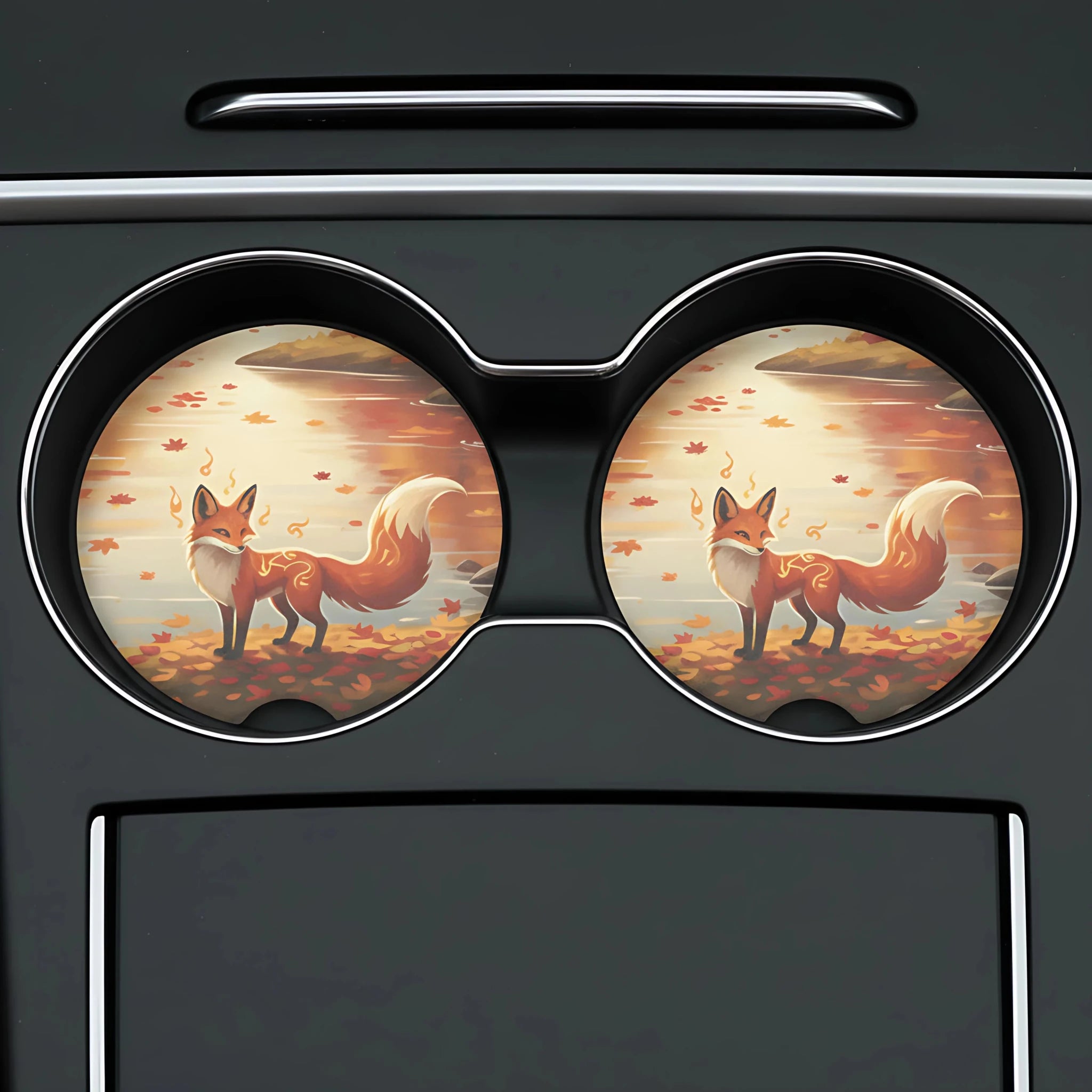 Autumn Fox Car Coasters Set - Road Muse