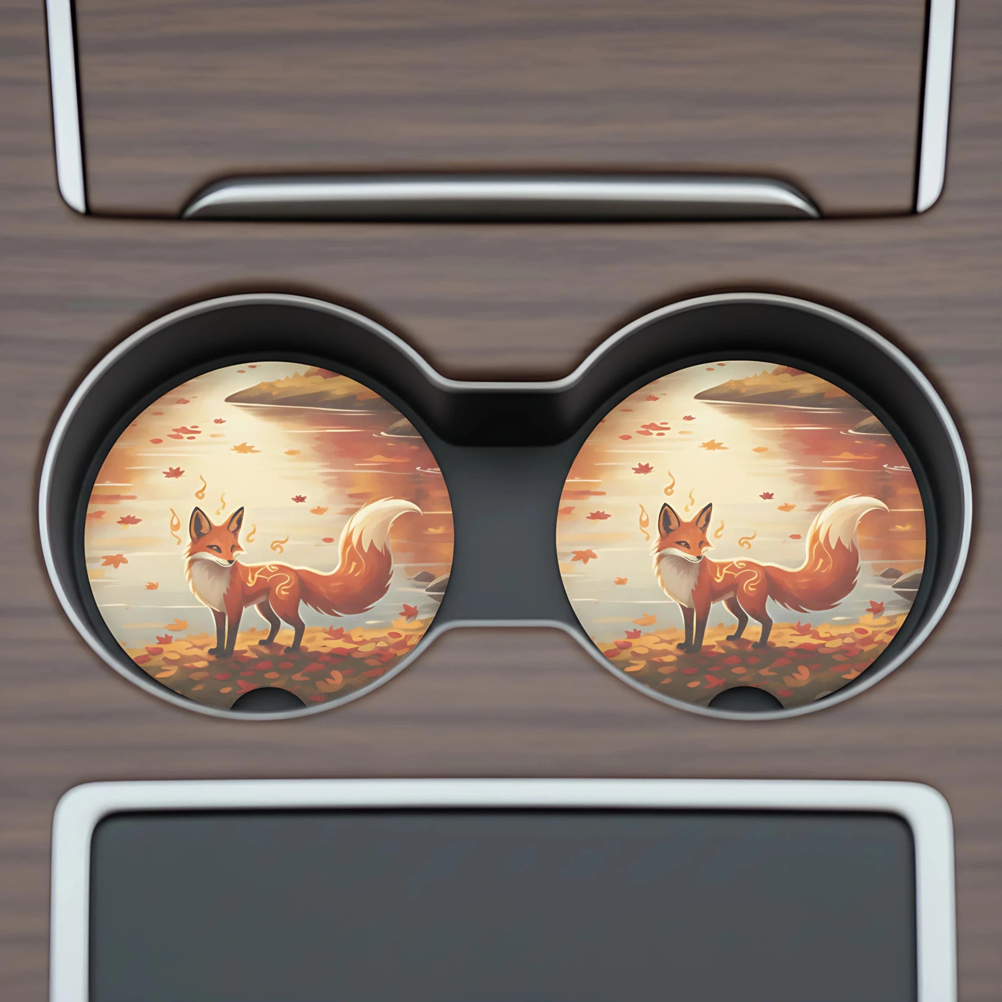 Autumn Fox Car Coasters Set - Road Muse