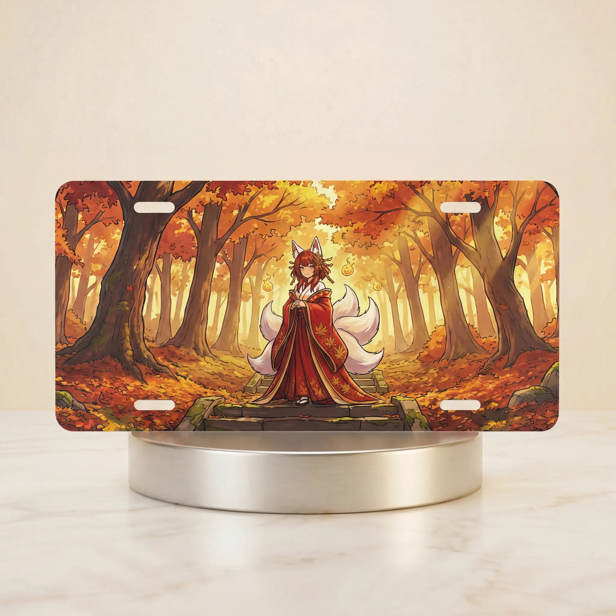 Autumn Fox Spirit Fall Forest Vanity Plate - Road Muse