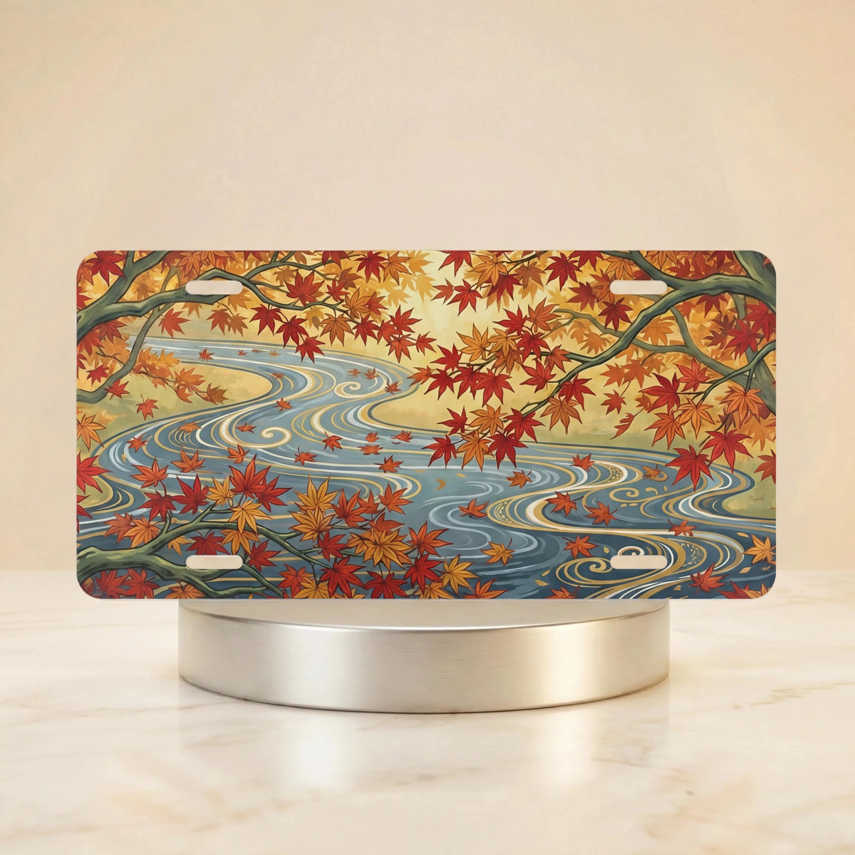 Autumn Maple Stream Vanity Plate - Road Muse