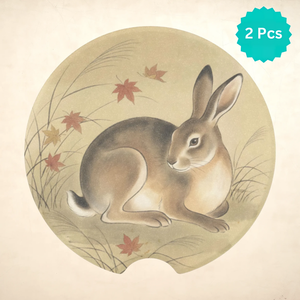 Autumn Rabbit Car Coasters Set - Road Muse