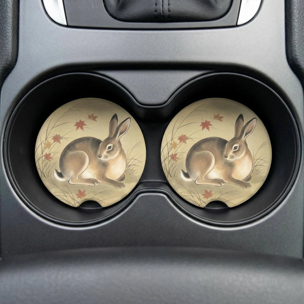 Autumn Rabbit Car Coasters Set - Road Muse