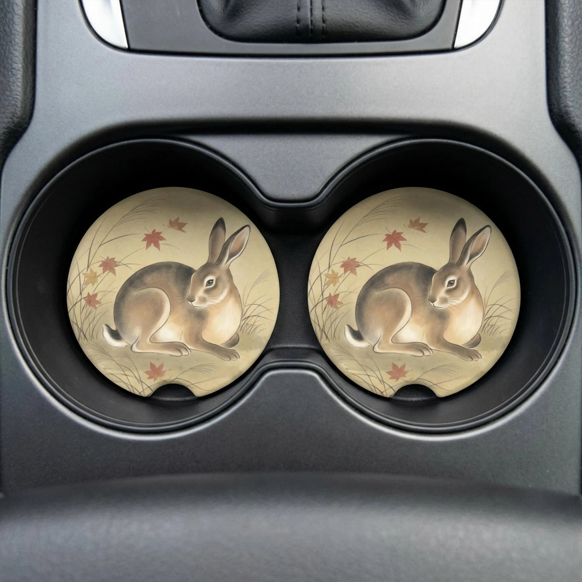 Autumn Rabbit Car Coasters Set - Road Muse