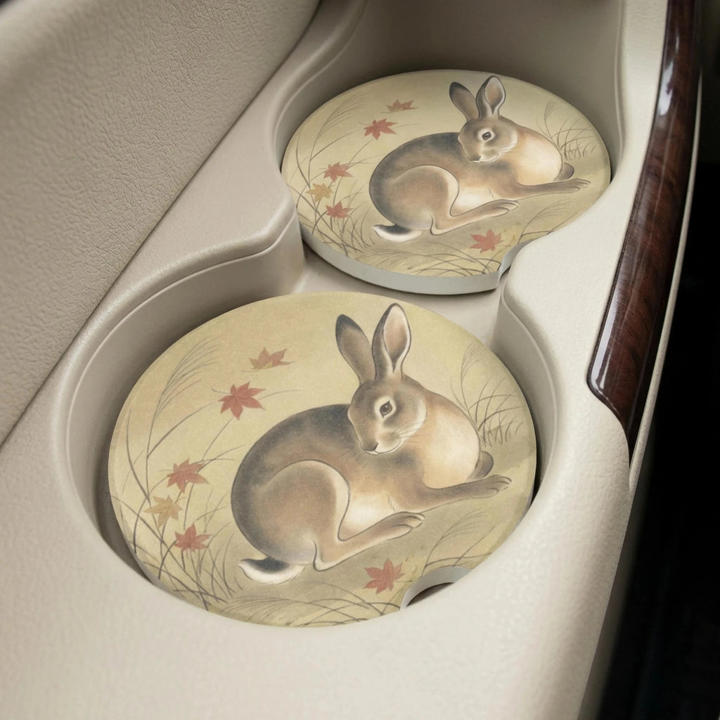 Autumn Rabbit Car Coasters Set - Road Muse