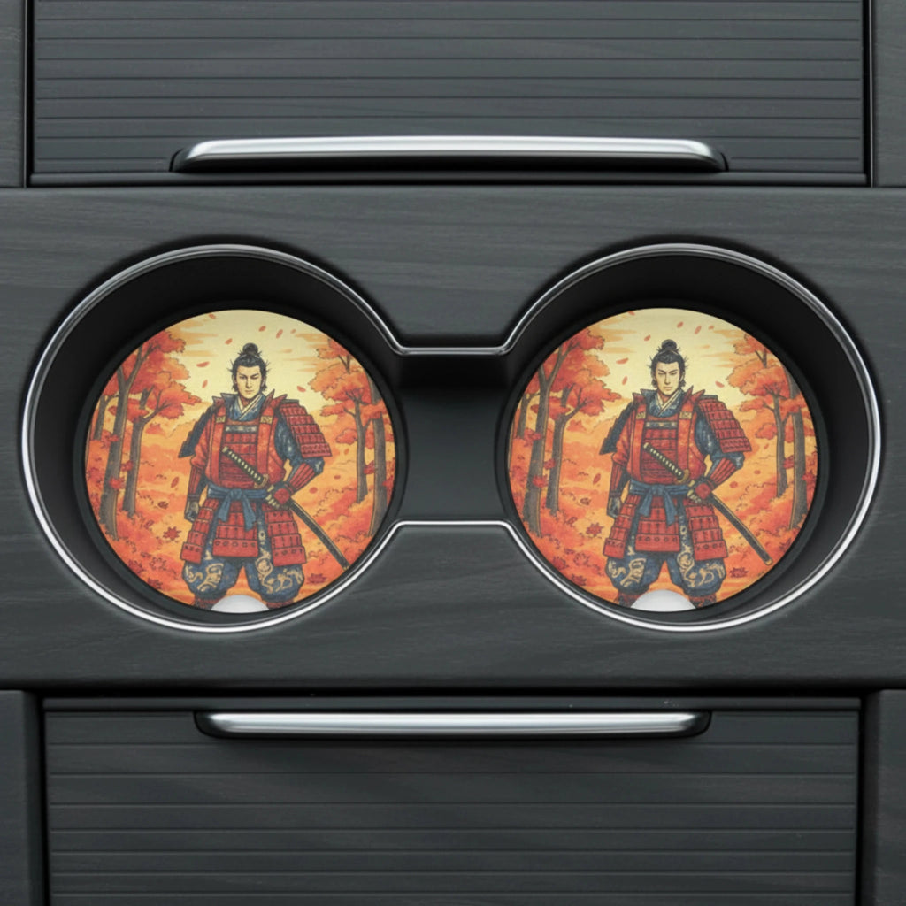 Autumn Samurai Car Coasters Set - Road Muse
