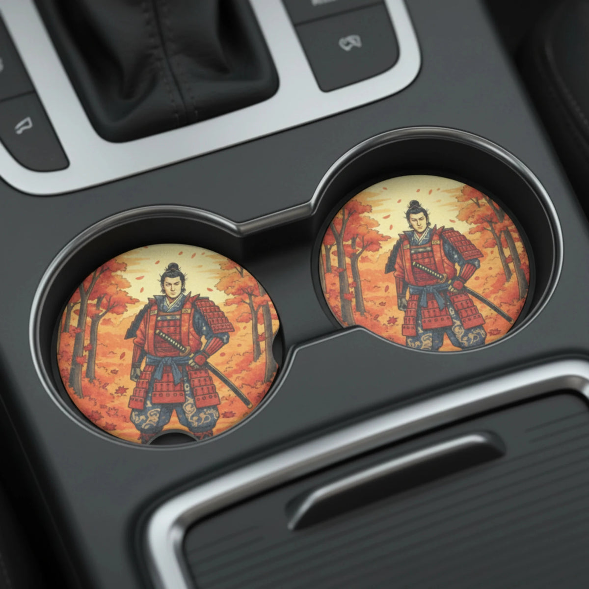 Autumn Samurai Car Coasters Set - Road Muse