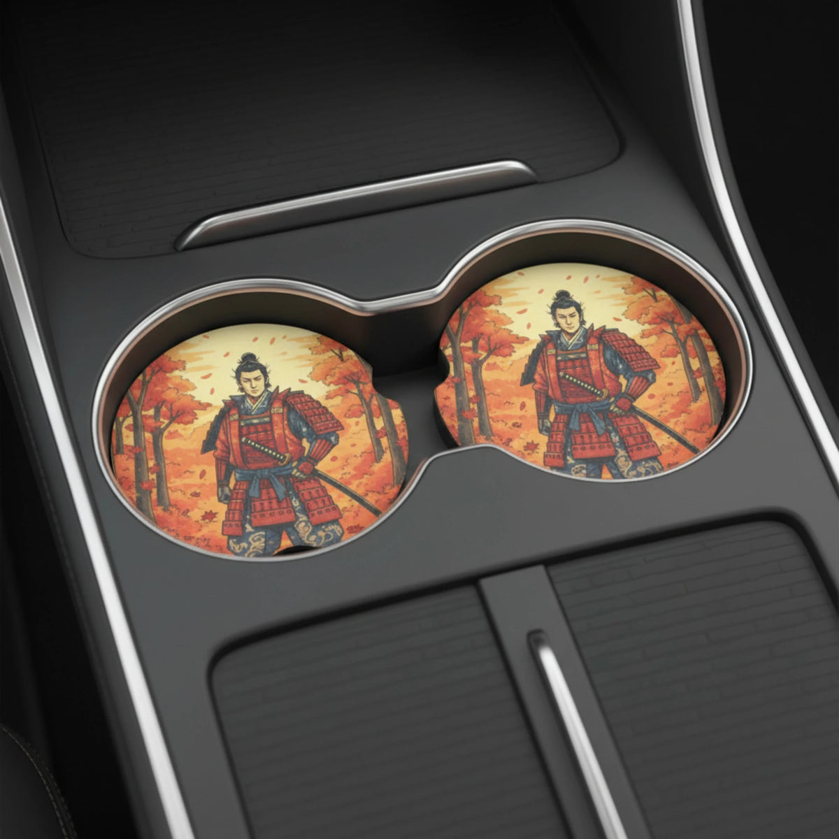 Autumn Samurai Car Coasters Set - Road Muse