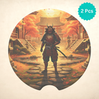 Autumn Samurai Shrine Car Coasters Set - Road Muse