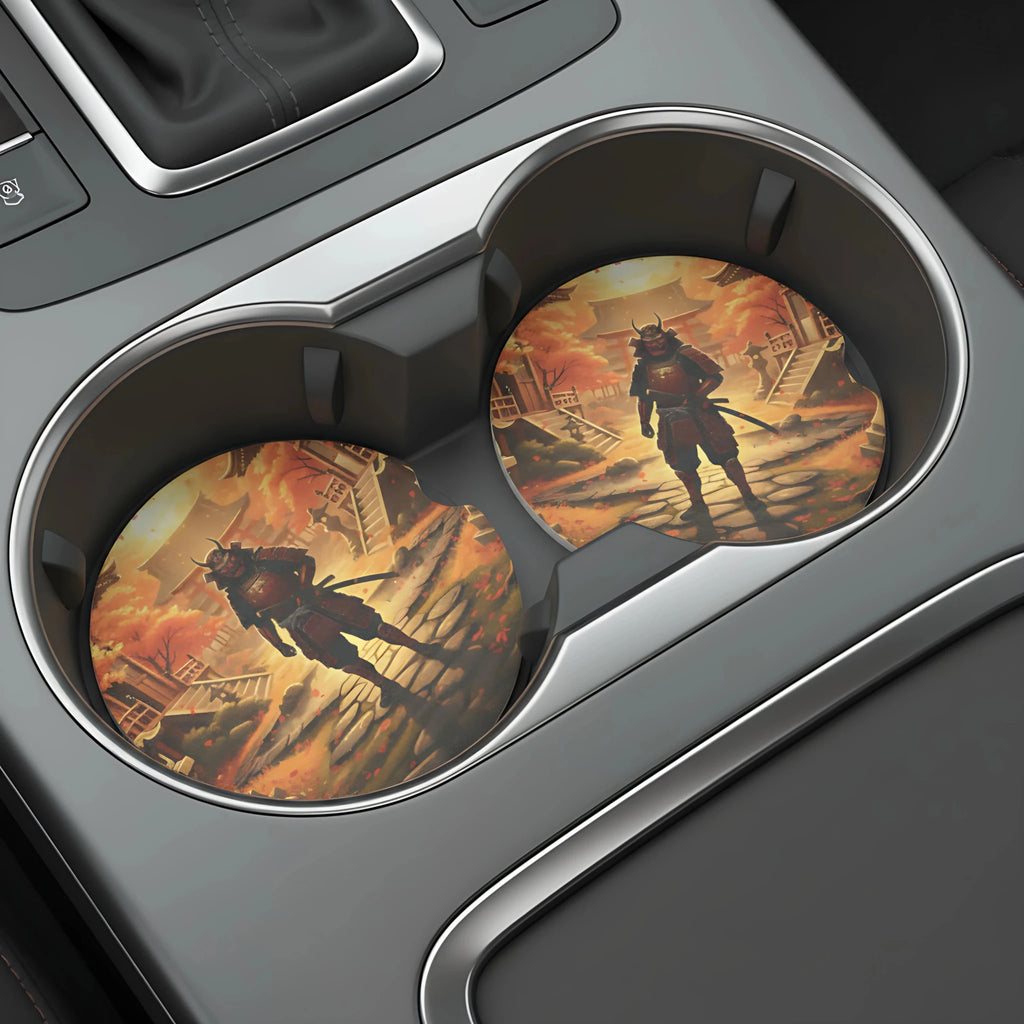 Autumn Samurai Shrine Car Coasters Set - Road Muse