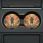 Autumn Samurai Shrine Car Coasters Set - Road Muse