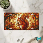 Autumn Squirrel Fall Forest Vanity Plate - Road Muse