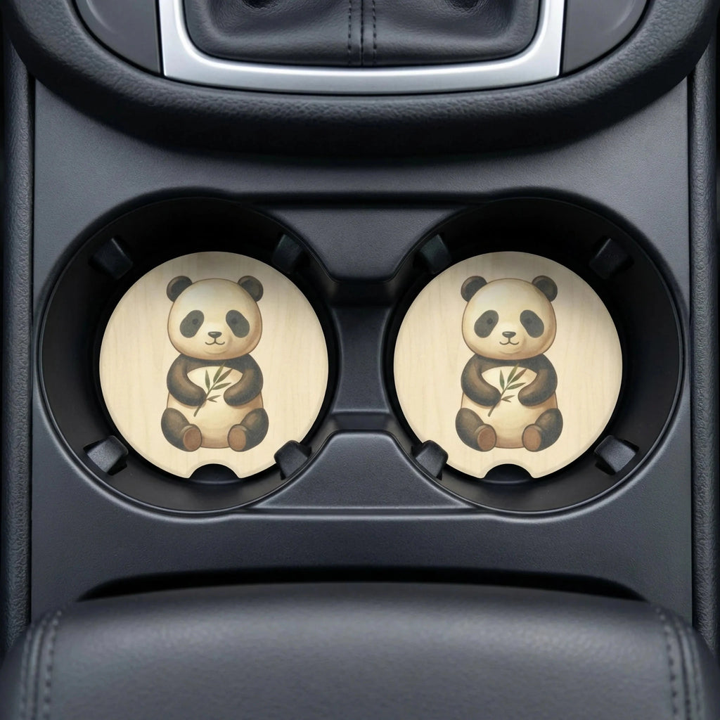 Bamboo Panda Car Coasters Set - Road Muse
