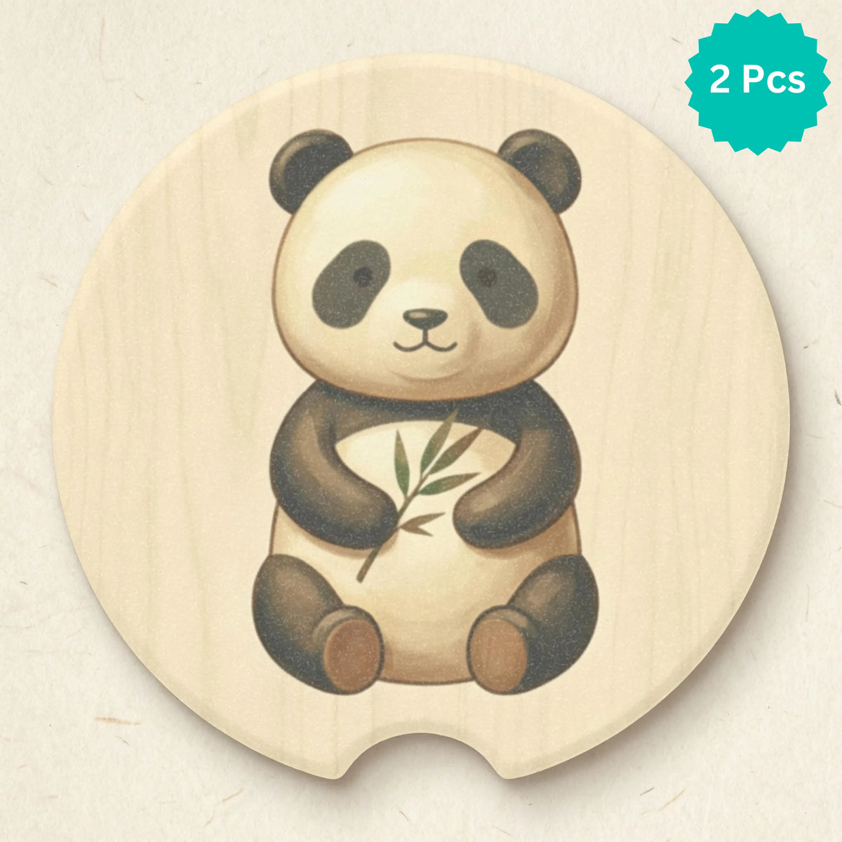 Bamboo Panda Car Coasters Set