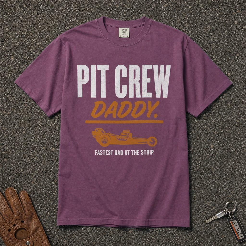berry pit crew daddy drag racing tshirt — vintage wrench dragster graphic comfort colors tee