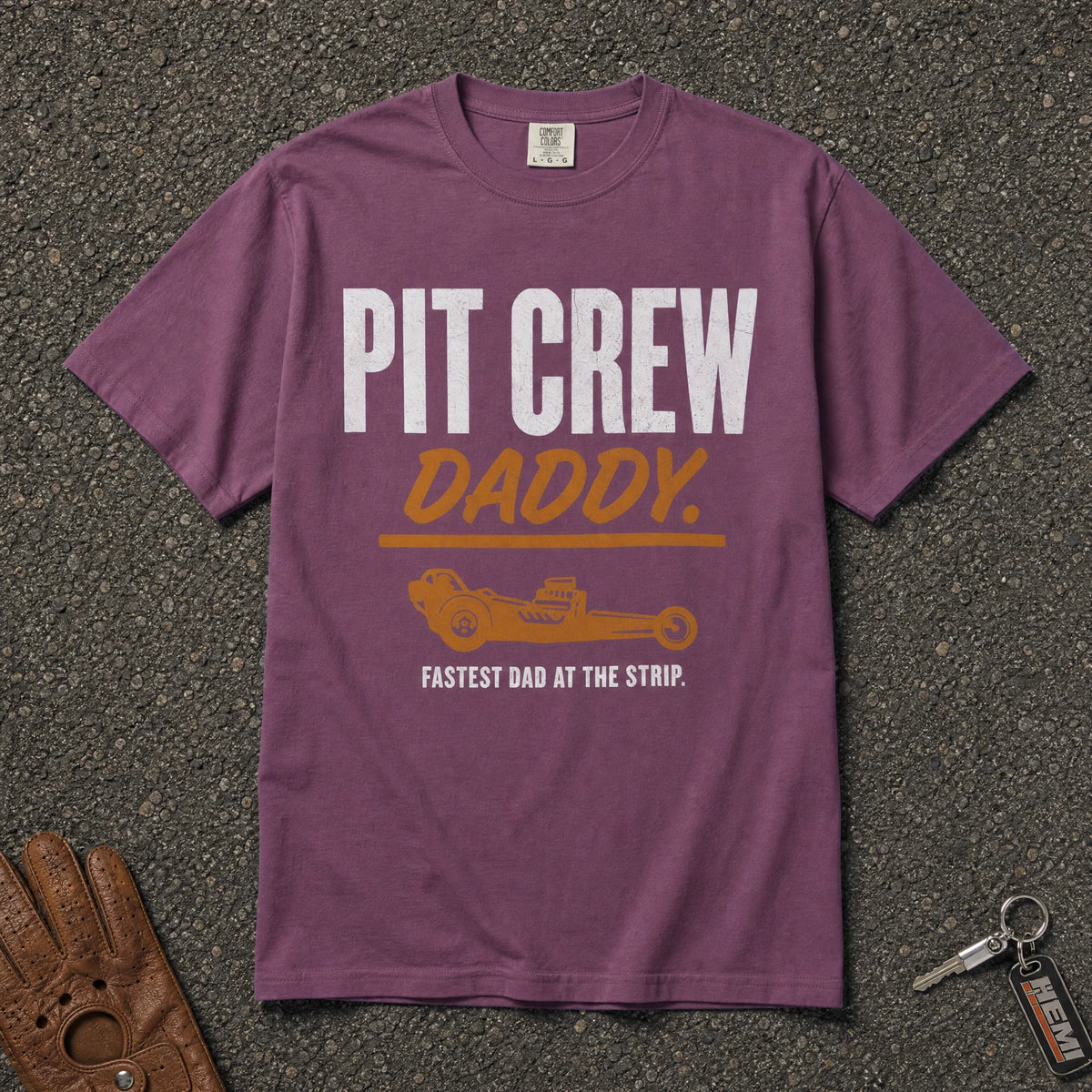 berry pit crew daddy drag racing tshirt — vintage wrench dragster graphic comfort colors tee